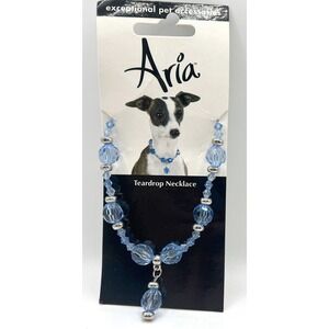 Blue Crystal‎ Teardrop Necklace Adjustable 10–15" Child or Small Dog New on Card
